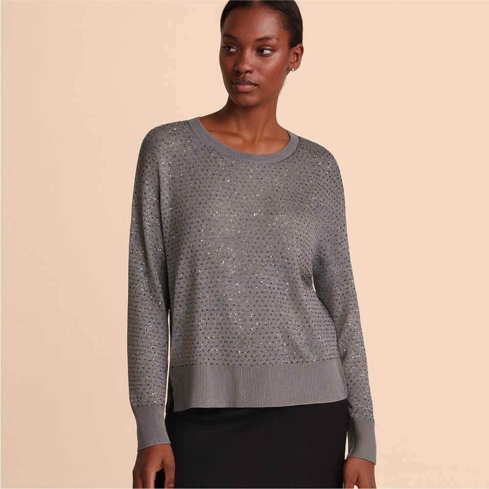 ZARA Gray Rhinestone Elegant Women's Sweater Size Medium